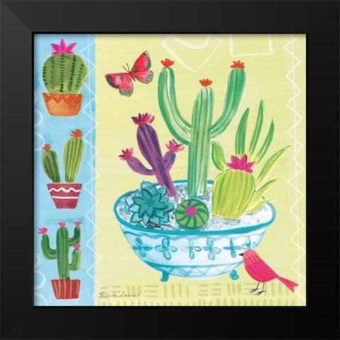 Cacti Garden III Black Modern Wood Framed Art Print by Zaman, Farida