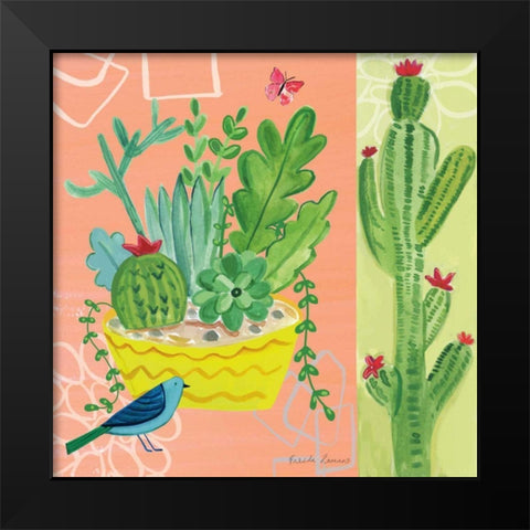 Cacti Garden IV Black Modern Wood Framed Art Print by Zaman, Farida