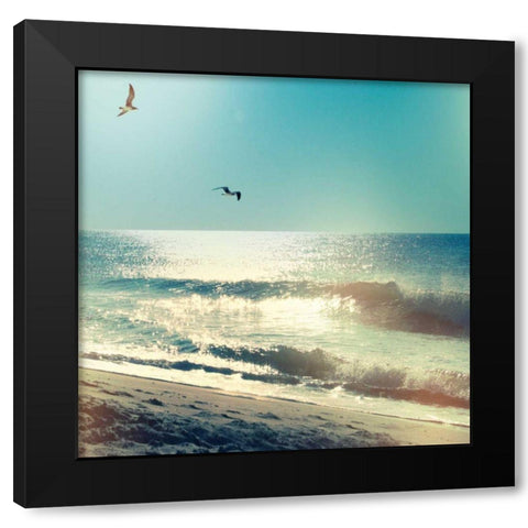 Coastline Waves no Word Black Modern Wood Framed Art Print with Double Matting by Schlabach, Sue