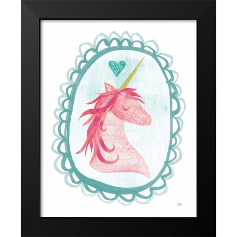 Unicorn Magic I with Border Black Modern Wood Framed Art Print by Averinos, Melissa
