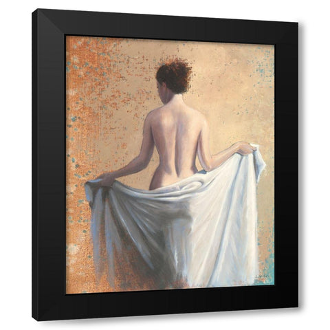 After the Bath Coral Black Modern Wood Framed Art Print by Wiens, James