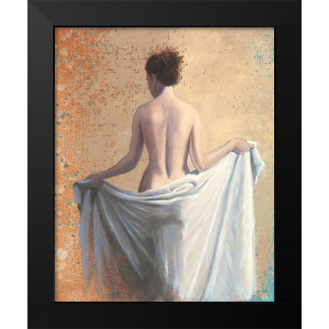 After the Bath Coral Black Modern Wood Framed Art Print by Wiens, James