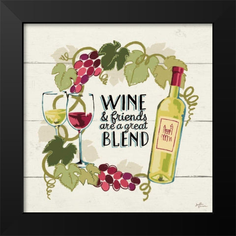 Wine and Friends V Black Modern Wood Framed Art Print by Penner, Janelle