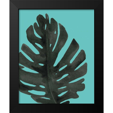 Tropical Palm I BW Turquoise Black Modern Wood Framed Art Print by Wild Apple Portfolio