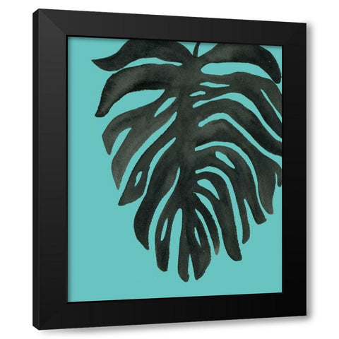 Tropical Palm II BW Turquoise Black Modern Wood Framed Art Print by Wild Apple Portfolio