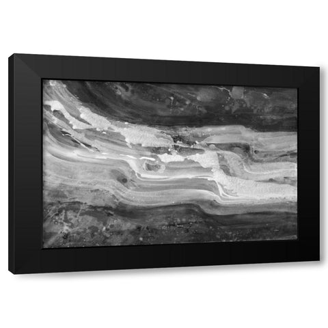 Currents Gray Black White Black Modern Wood Framed Art Print with Double Matting by Hristova, Albena