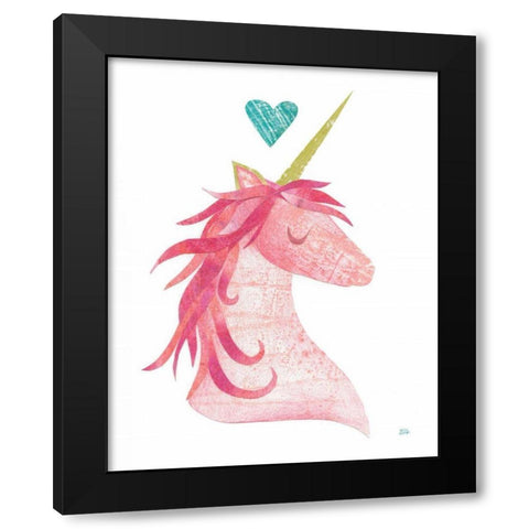 Unicorn Magic I Heart Black Modern Wood Framed Art Print with Double Matting by Averinos, Melissa