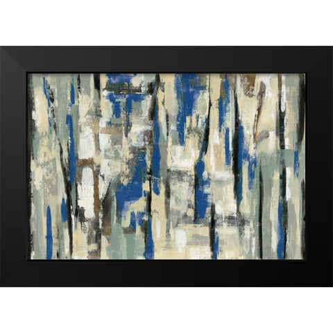Spring Stripes Blue Black Modern Wood Framed Art Print by Vassileva, Silvia