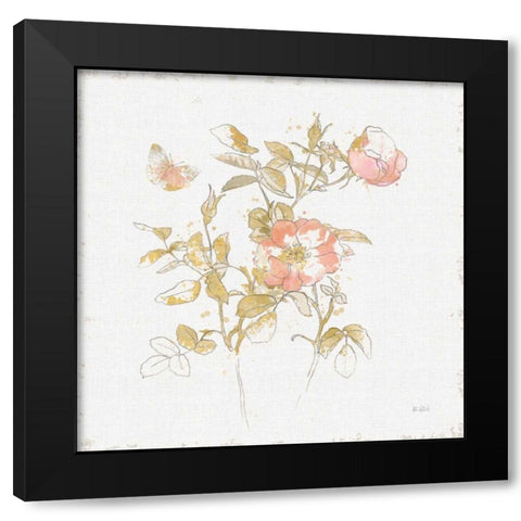 Watery Blooms V Black Modern Wood Framed Art Print with Double Matting by Pertiet, Katie