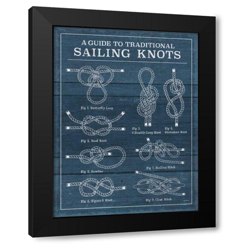 Vintage Sailing Knots I Black Modern Wood Framed Art Print by Urban, Mary