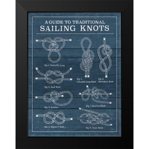 Vintage Sailing Knots I Black Modern Wood Framed Art Print by Urban, Mary