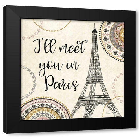 Romance in Paris II Black Modern Wood Framed Art Print with Double Matting by Charron, Veronique