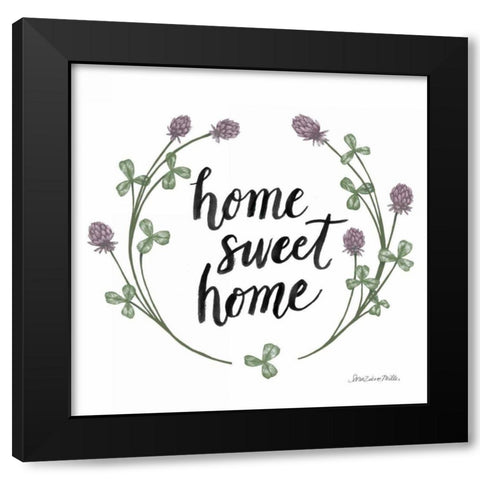 Happy to Bee Home Words I Black Modern Wood Framed Art Print with Double Matting by Miller, Sara Zieve