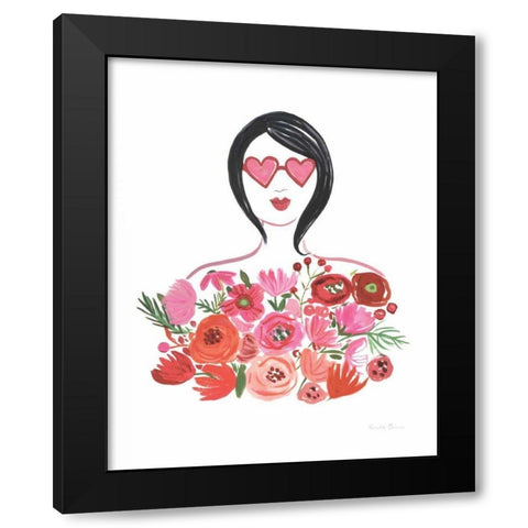 Valentine Chic I no Words Black Modern Wood Framed Art Print with Double Matting by Zaman, Farida