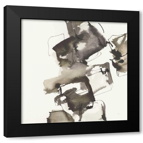 Stacked I Greige Black Modern Wood Framed Art Print by Paschke, Chris