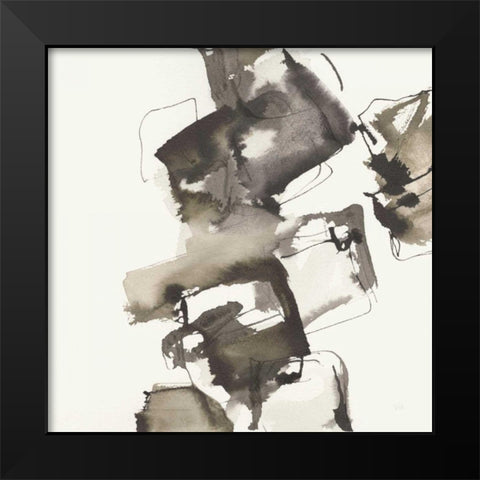 Stacked I Greige Black Modern Wood Framed Art Print by Paschke, Chris