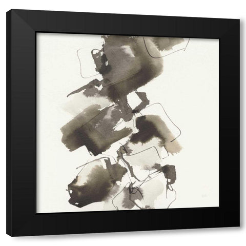 Stacked II Greige Black Modern Wood Framed Art Print with Double Matting by Paschke, Chris