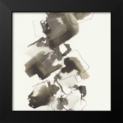 Stacked II Greige Black Modern Wood Framed Art Print by Paschke, Chris