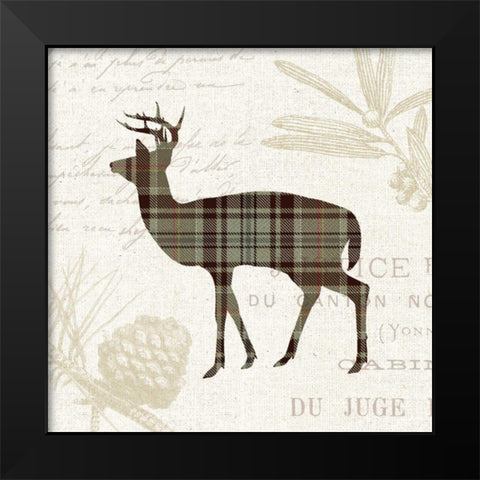 Plaid Lodge II Tan Black Modern Wood Framed Art Print by Wild Apple Portfolio