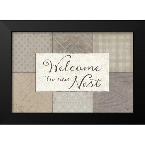 Country Collage III Black Modern Wood Framed Art Print by Pela Studio
