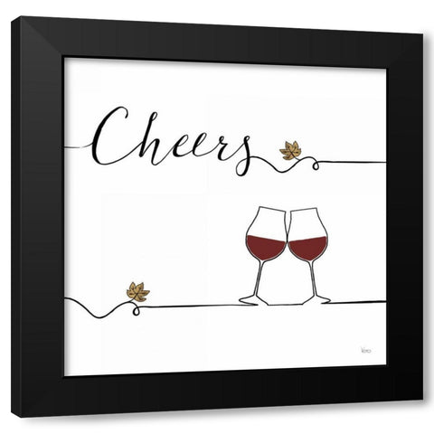 Underlined Wine V Black Modern Wood Framed Art Print with Double Matting by Charron, Veronique