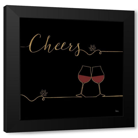 Underlined Wine V Black Black Modern Wood Framed Art Print with Double Matting by Charron, Veronique