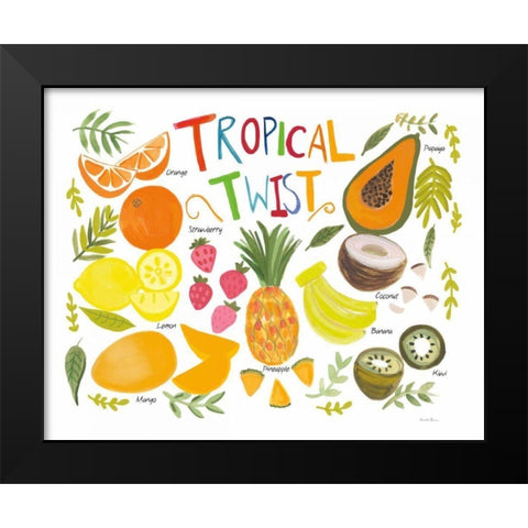 Fruity Smoothie II on White Black Modern Wood Framed Art Print by Zaman, Farida
