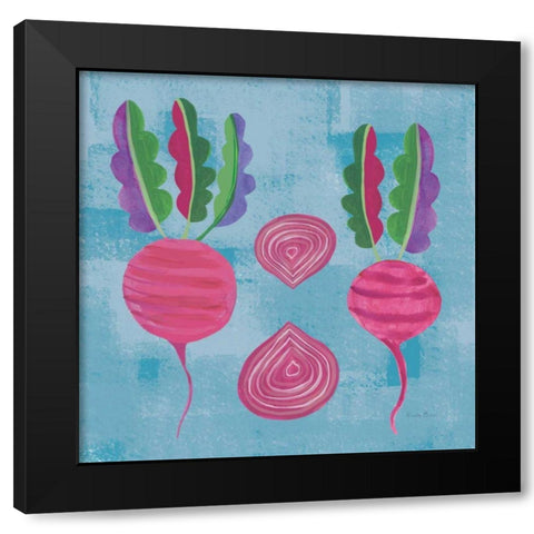 Veggie Time IV Blue Black Modern Wood Framed Art Print with Double Matting by Zaman, Farida