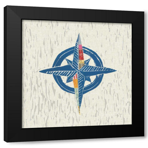 Nautical Collage I on Linen Black Modern Wood Framed Art Print by Prahl, Courtney