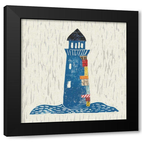 Nautical Collage II on Linen Black Modern Wood Framed Art Print with Double Matting by Prahl, Courtney