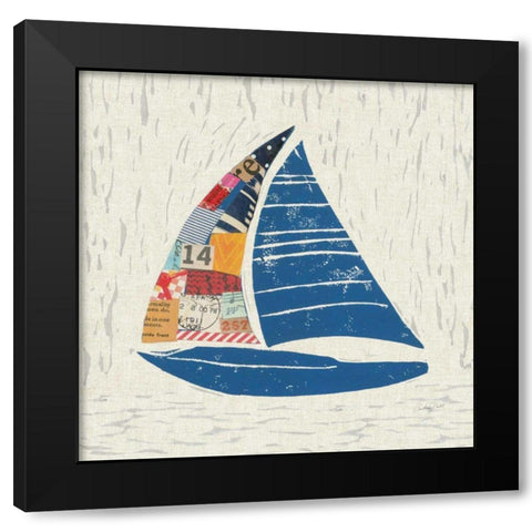 Nautical Collage IV on Linen Black Modern Wood Framed Art Print with Double Matting by Prahl, Courtney