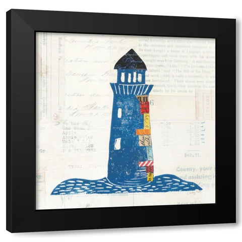Nautical Collage II on Newsprint Black Modern Wood Framed Art Print by Prahl, Courtney