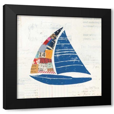 Nautical Collage IV on Newsprint Black Modern Wood Framed Art Print with Double Matting by Prahl, Courtney