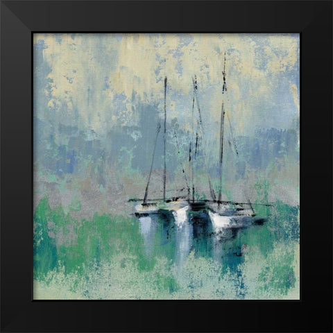 Boats in the Harbor II Black Modern Wood Framed Art Print by Vassileva, Silvia