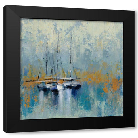 Boats in the Harbor III Black Modern Wood Framed Art Print with Double Matting by Vassileva, Silvia