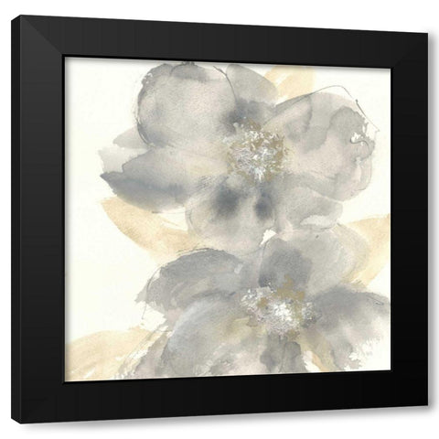 Floral Gray II Black Modern Wood Framed Art Print with Double Matting by Paschke, Chris