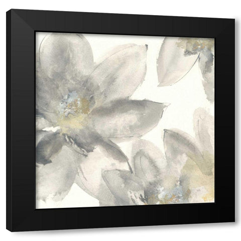 Gray and Silver Flowers I Black Modern Wood Framed Art Print with Double Matting by Paschke, Chris