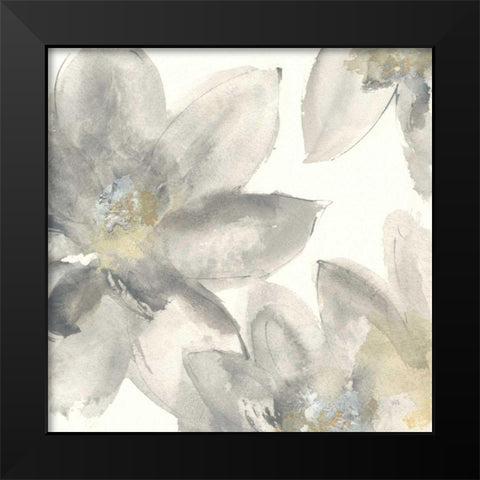 Gray and Silver Flowers I Black Modern Wood Framed Art Print by Paschke, Chris