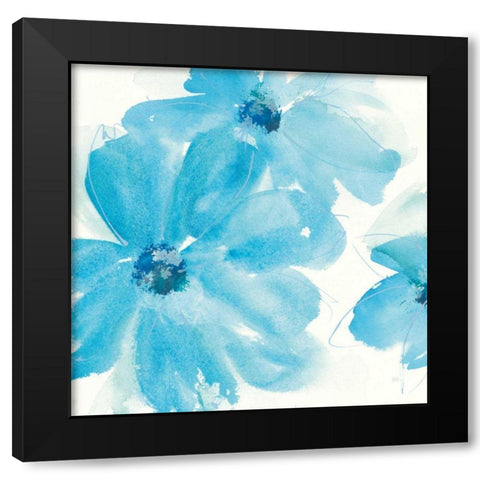 Aqua Mint Clematis I Black Modern Wood Framed Art Print by Paschke, Chris
