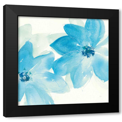 Aqua Mint Clematis II Black Modern Wood Framed Art Print by Paschke, Chris