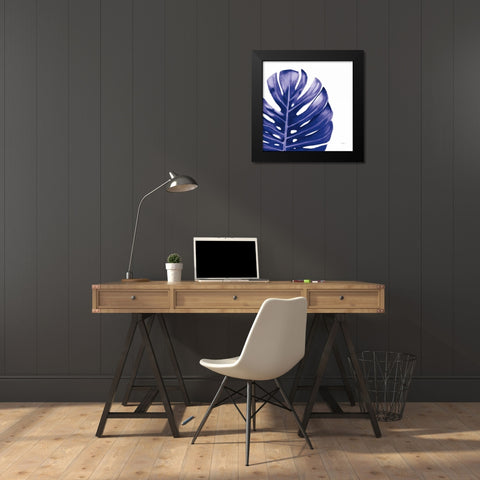 Statement Palms IV Indigo Black Modern Wood Framed Art Print by Wellington Studio