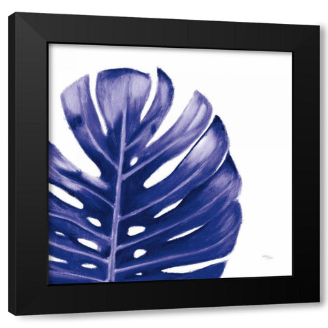 Statement Palms IV Indigo Black Modern Wood Framed Art Print with Double Matting by Wellington Studio