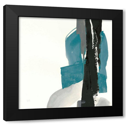 Black and Teal I Black Modern Wood Framed Art Print by Paschke, Chris