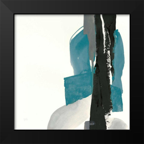 Black and Teal I Black Modern Wood Framed Art Print by Paschke, Chris
