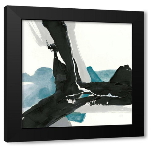 Black and Teal III Black Modern Wood Framed Art Print by Paschke, Chris