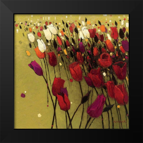 Tulip Drift Green Black Modern Wood Framed Art Print by Novak, Shirley