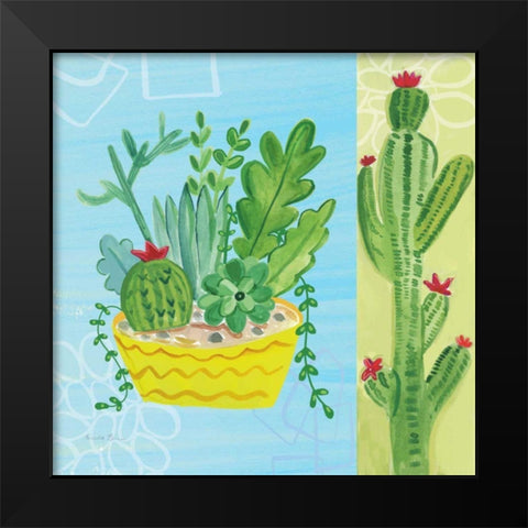 Cacti Garden IV no Birds and Butterflies Black Modern Wood Framed Art Print by Zaman, Farida