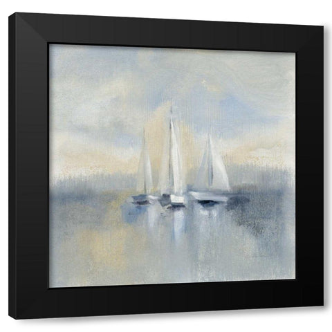 Morning Sail I Blue Black Modern Wood Framed Art Print by Vassileva, Silvia