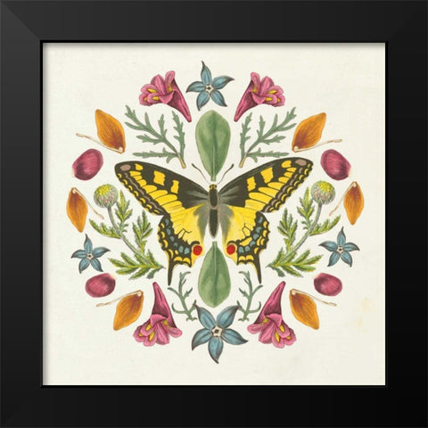 Butterfly Mandala III Black Modern Wood Framed Art Print by Wild Apple Portfolio