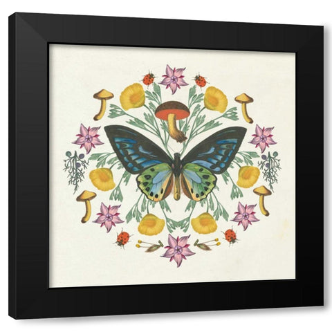 Butterfly Mandala IV Black Modern Wood Framed Art Print with Double Matting by Wild Apple Portfolio